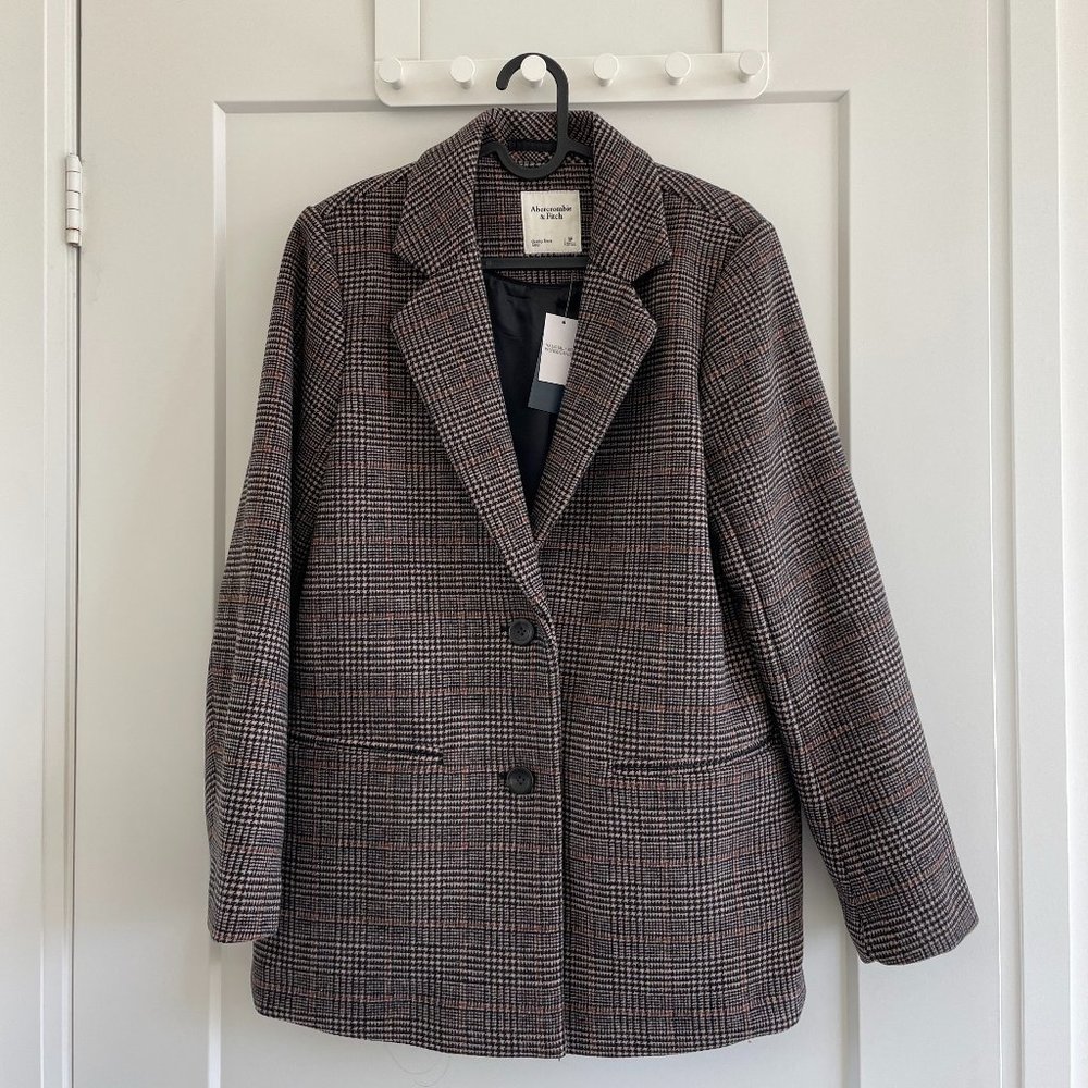 Abercrombie & Fitch Plaid Blazer in Brown and Black